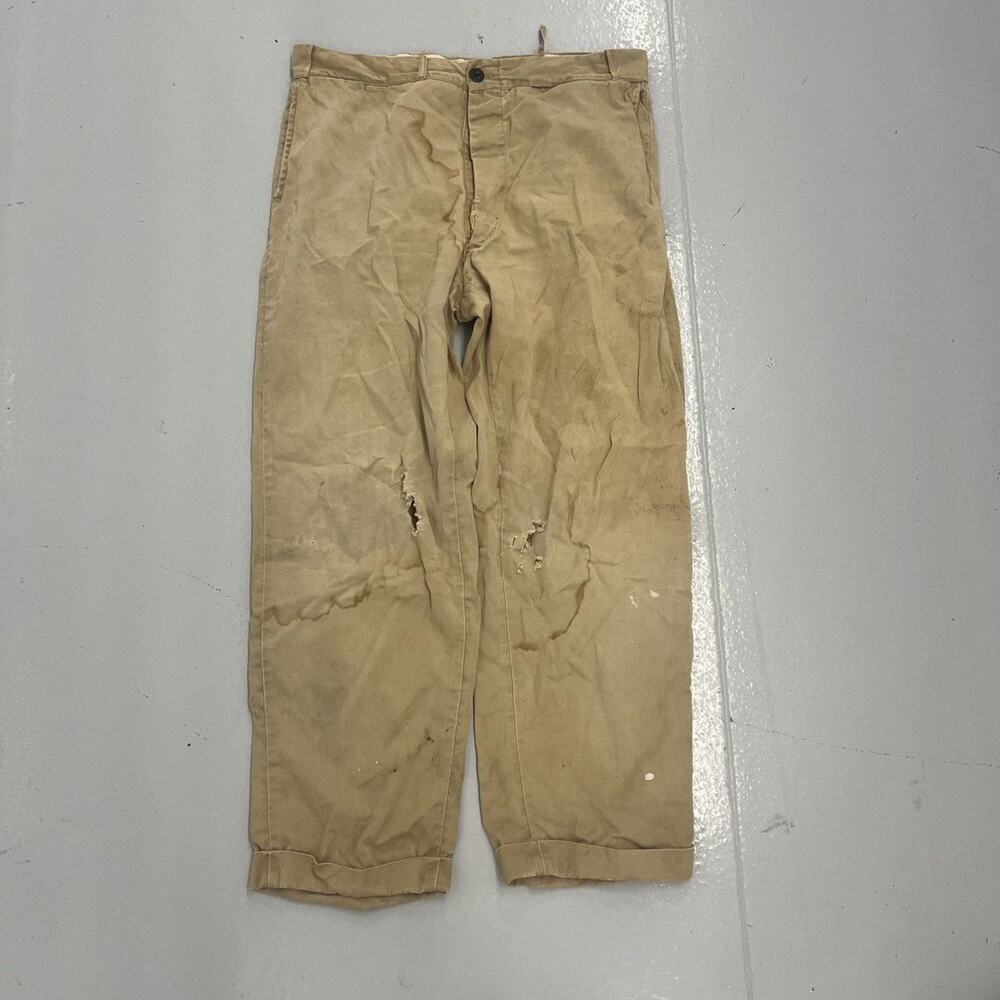Vintage 50s Magnolia Tan Sanforized Sail Cloth Chinos 36x29